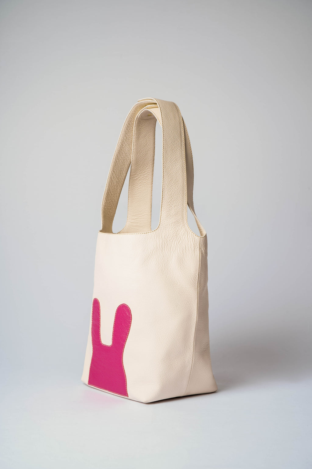 cream/magenta - working girl tote