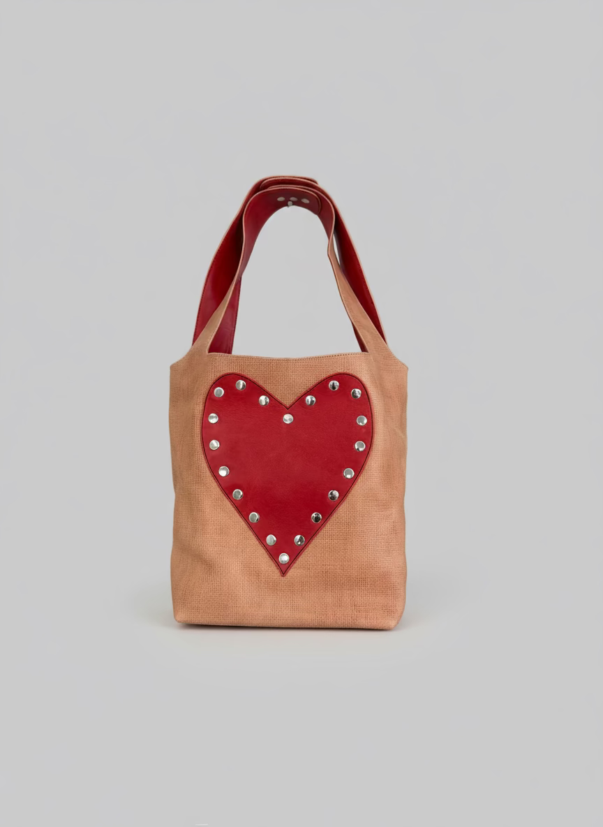 red & beige - working girl tote
